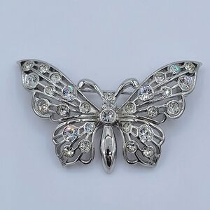 D'Orlan Silver Tone Butterfly Brooch #1708